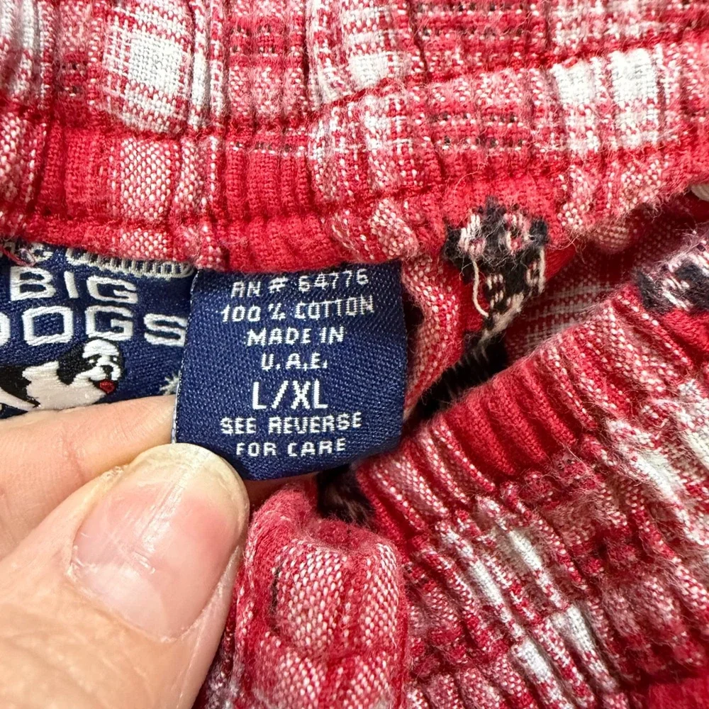 Big Dogs Red Plaid Flannel Pajama Pants Mens L/XL Embroidered Dog Lounge Sleep - Picture 6 of 8